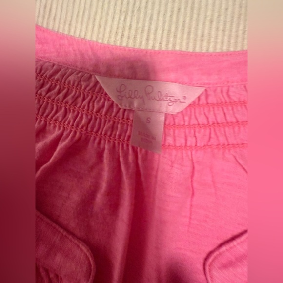 Lilly Pulitzer Pink Smocked Buttoned Tank Top - Picture 3 of 7